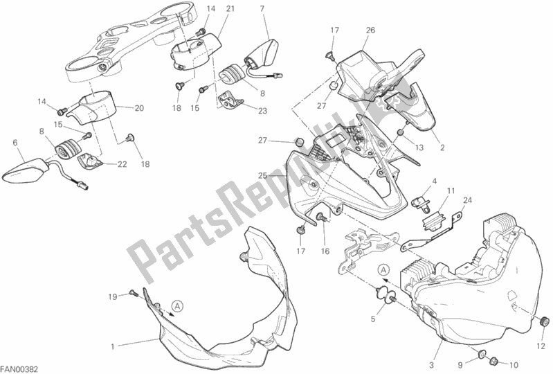 Tutte le parti per il Faro del Ducati Streetfighter V4 S 1103 2020